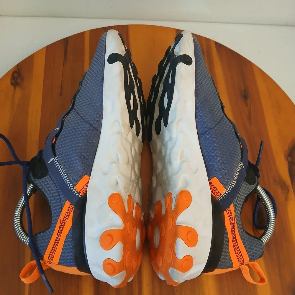 Nike React Element 55 Mens 7.5 Blue Orange Running Shoes Sneakers CI3831-400